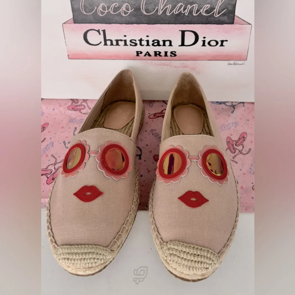 Kate Spade Geralda Glasses Espadrilles Pale Vellum K0052 Pale pink Size 9 NWOT